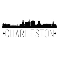 Obraz premium Charleston South Carolina City Skyline Silhouette City Design Wektor znanych zabytków.