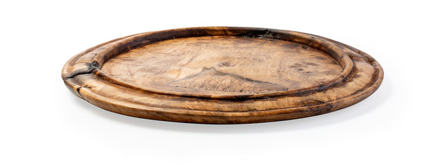 wooden plate isolated on white background