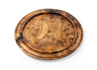 wooden plate isolated on white background
