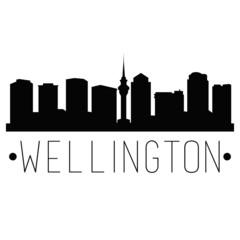 Fototapeta premium Wellington Skyline sylwetka Skyline Stamp Vector City Design. Logotyp punktu orientacyjnego.
