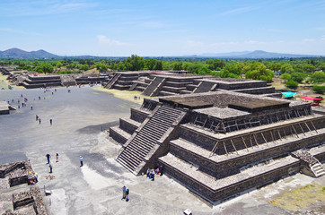 Popular tourist destination ancient Aztec city ruins of the pyramids of Teotihuacan close to Mexico...