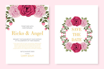 wedding invitation card with beautiful flower ornaments