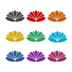 Obraz premium Lotus Flowers color icon set isolated on white background