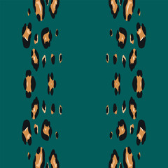 Yellow Leopard Vector Seamless Pattern. Green 