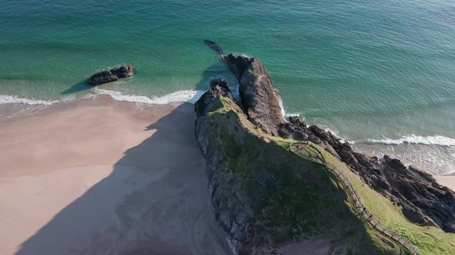 Drone Orbit Shoot Over Sango Bay View Point in Scotland