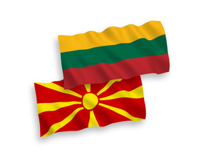Flags of Lithuania and North Macedonia on a white background