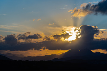 Molise, Mainarde, sunset. The Mainarde mountain range extends along the border between Molise and...