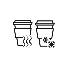 Disposable coffee cup icon with hot and cold icon