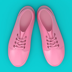 New Unbranded Pink Sneakers Mockup Duotone. 3d Rendering