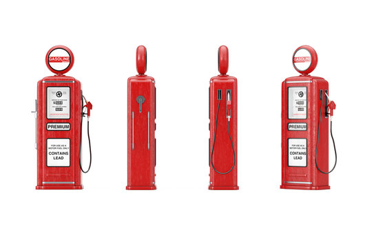 Red Retro Gas Pump. 3d Rendering