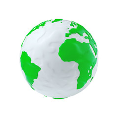 Earth Globe Modeling from Plasticine White and Green Clay. 3d Rendering