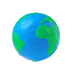 Earth Globe Modeling from Plasticine Blue and Green Clay. 3d Rendering