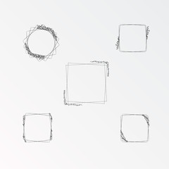 Floral doodle frames set. Hand drawn graphic isolated vector illustration.
