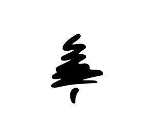 Black paint outline of a Christmas tree, vector illustration