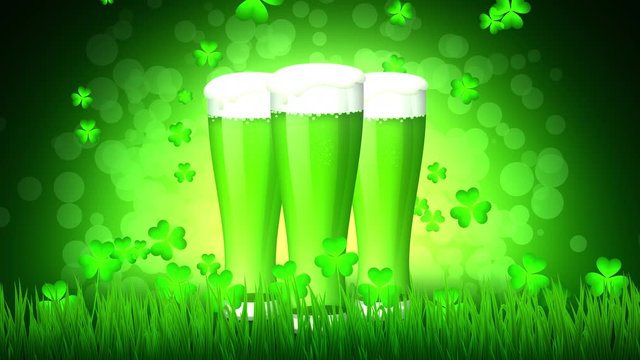 St Patrick&rsquo;s Day background animations with concept of Clover leaf, Green beer, Gold Coins and coin pot, etc. which can be used in any St. Patrick&rsquo;s day event promos, backgrounds.