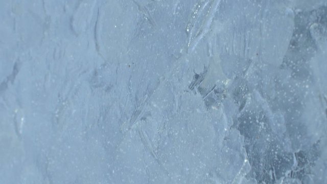 white ice wall  abstract background, camera in motion