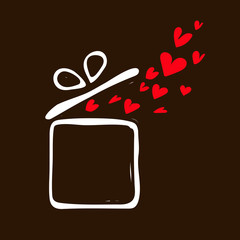 Valentine gift box icon on brown backgroundVector illustration