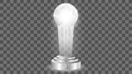 Glass Award template. isolated on transparent background. Vector blank glass trophy award