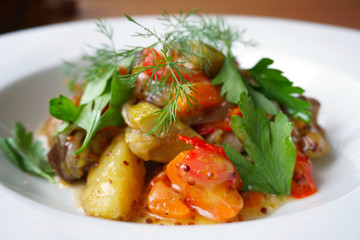 grilled vegetable salad with honey, mustard and herbs