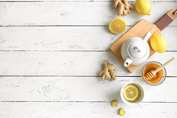 Fototapeta na wymiar Ginger Lemon Tea with Honey