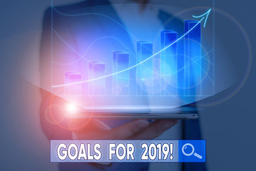 Word writing text Goals For 2019. Business photo showcasing object of demonstratings ambition or effort aim or desired result