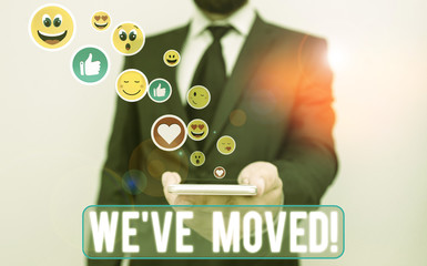 Handwriting text We Ve Moved. Conceptual photo having strong feelings sadness or sympathy has said or done