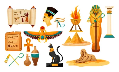 Foto op Canvas Set of isolated egyptian or Egypt symbols or icon. © Elegant Solution