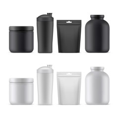 Sport nutrition and supplements, 3D blank mockups