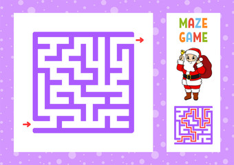 Funny maze. Game for kids. Puzzle for children. Happy character. Labyrinth conundrum. Color vector illustration. Find the right path. With answer. Isolated vector illustration. Cartoon style.