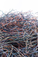 Pile of scrap cable wire recycling industry