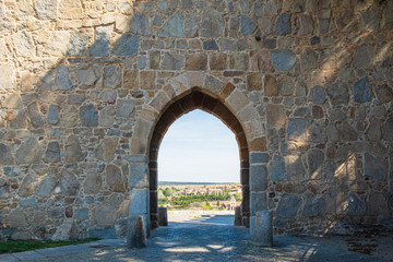 Walls surrounding Spanish city of Avila, puerta del Mariscal