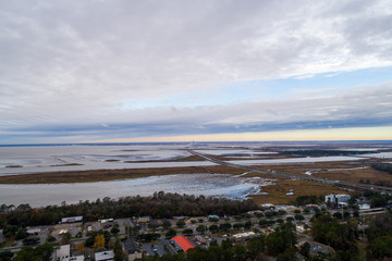 Aerial view of Daphne, Alabama and Mobile Bay