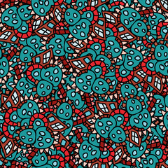 Multicolor abstract seamless background. Grunge texture with repeating elements. Chaotic color vector pattern