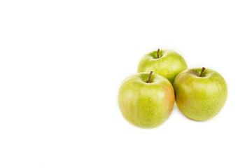 green ripe fresh apples isolated on white