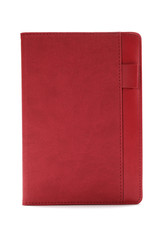 Red diary isolated on white background