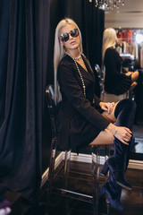 Fashionable photosession of professional model and popular brand. Beauty concept