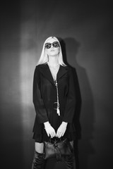 Fashionable photosession of professional model and popular brand. Beauty concept