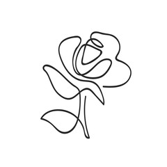 Outline Rose illustration. Vector floral hand drawn logo element in elegant and minimal style. Isolated object.