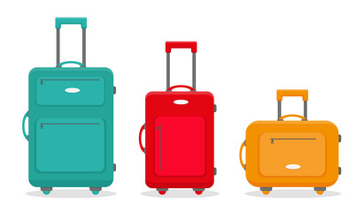 Three travel suitcases. Vector illustration.