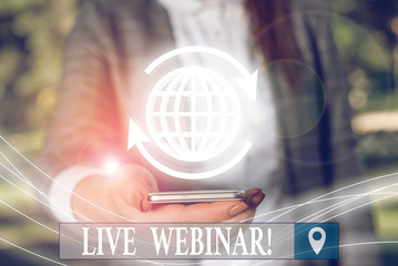 Handwriting text Live Webinar. Conceptual photo presentation lecture or seminar transmitted over Web