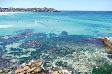 Bondi Beach in Sydney, Australia. Idyllic beach in the eastern suburbs of Sydney.