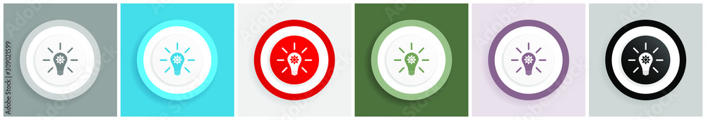 Poster Idea icon, solution, bulb, innovation vector illustrations in 6 colors options for web design and mobile applications in eps 10