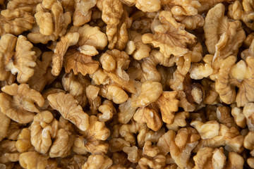dried shelled walnut halves background