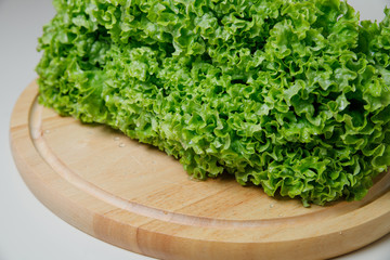 Fresh lettuce salad leaves bunch isolated on white background cutout