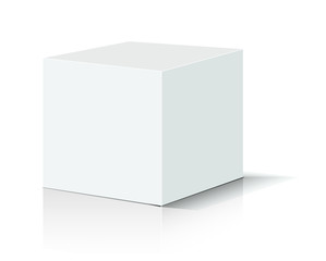 Blank white carton 3d box icon. Box package mockup vector illustration.