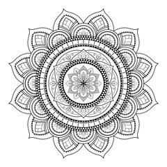 Mandala isolated on the white background. Template for coloring book page. Oriental mystical pattern