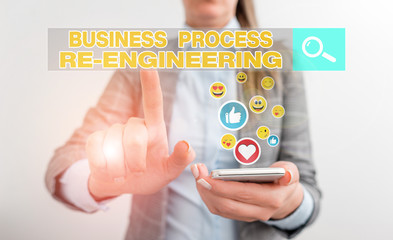 Conceptual hand writing showing Business Process Re Engineering. Concept meaning the analysis and...
