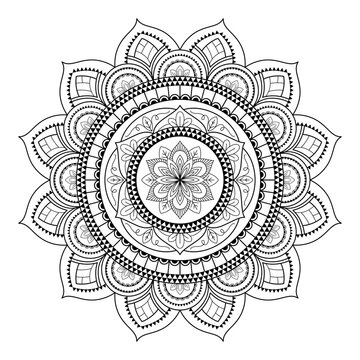 Mandala isolated on the white background. Template for coloring book page. Oriental mystical pattern