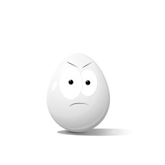 Faces on chicken eggs in the form of facial expressions, reflecting emotions. The concept of displeased.