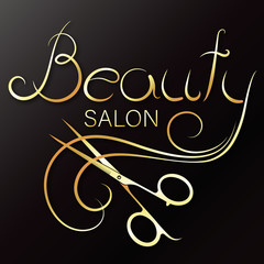 Beauty salon and stylist hair gold design for business